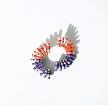 Earrings Purple & Coral Recycled Paper Fan Earrings (Various Colours) homeware shops bristol gift shops bristol Quazi Design