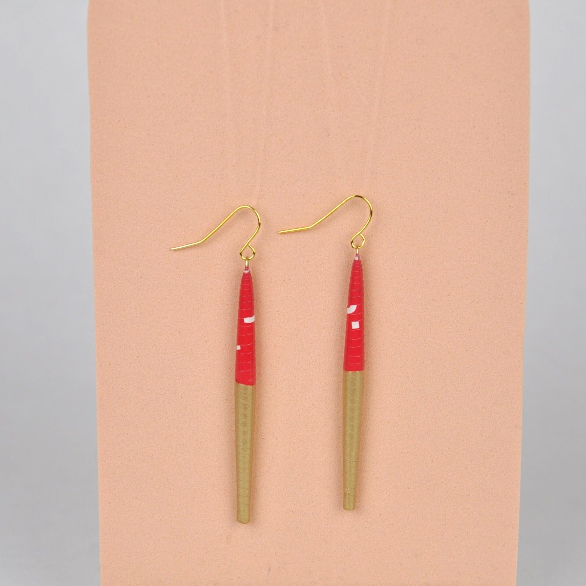 Earrings Red & Gold Recycled Paper Bead Earrings (Gold & Half Colour Options) homeware shops bristol gift shops bristol Quazi Design