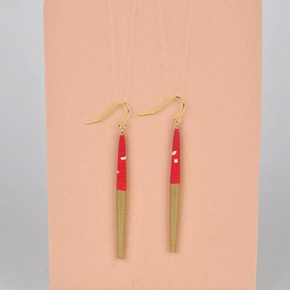 Earrings Red & Gold Recycled Paper Bead Earrings (Gold & Half Colour Options) homeware shops bristol gift shops bristol Quazi Design