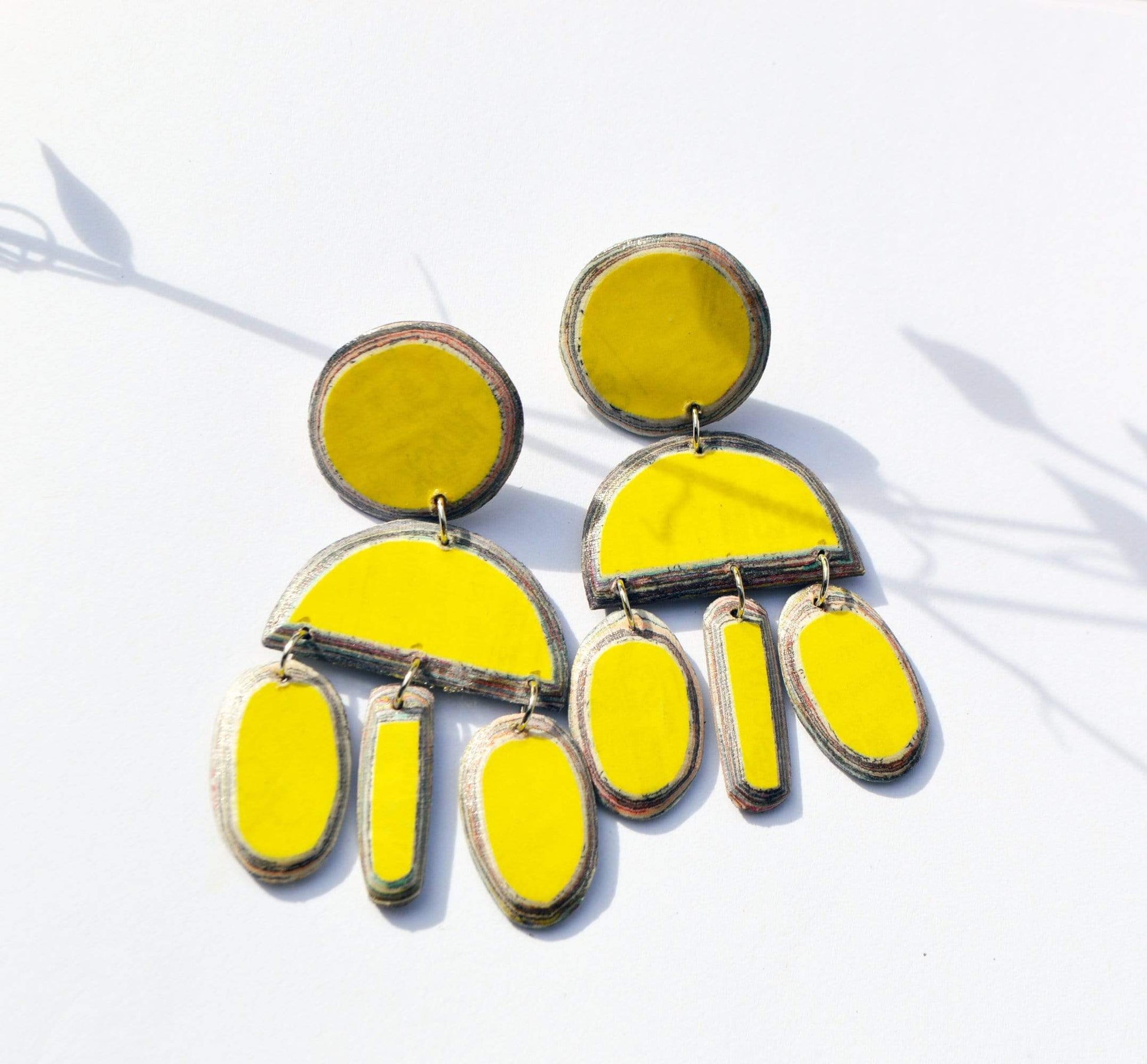 Earrings Yellow Recycled Paper Nesta Earrings (Various Colours) homeware shops bristol gift shops bristol Quazi Design