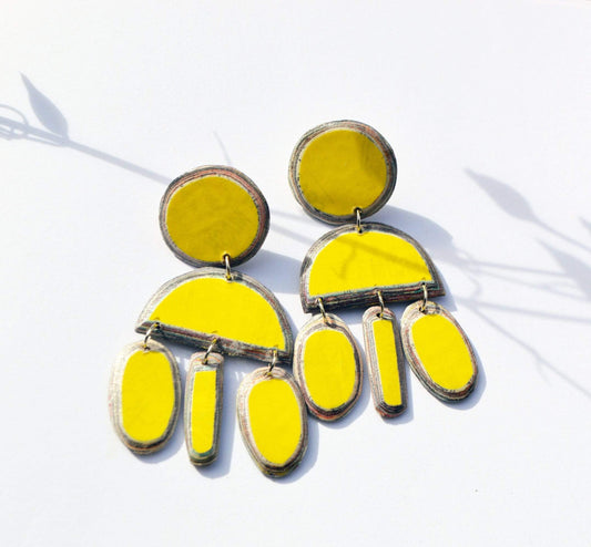 Earrings Yellow Recycled Paper Nesta Earrings (Various Colours) homeware shops bristol gift shops bristol Quazi Design