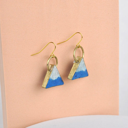 Earrings Recycled Paper Triangle Pulp Earrings - Two Tone homeware shops bristol gift shops bristol Quazi Design