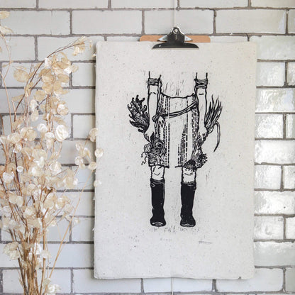 Prints Print Woodcut Print  'Boots' homeware shops bristol gift shops bristol Rosanna Morris