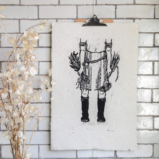 Prints Print Woodcut Print  'Boots' homeware shops bristol gift shops bristol Rosanna Morris