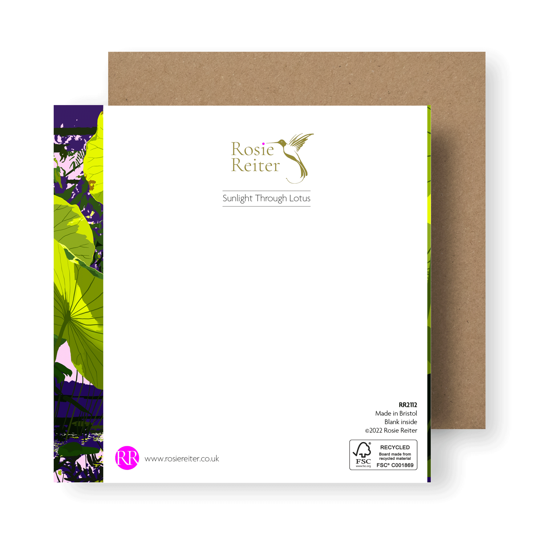 Print Sunlight Through Lotus Greetings Card homeware shops bristol gift shops bristol Rosie Reiter