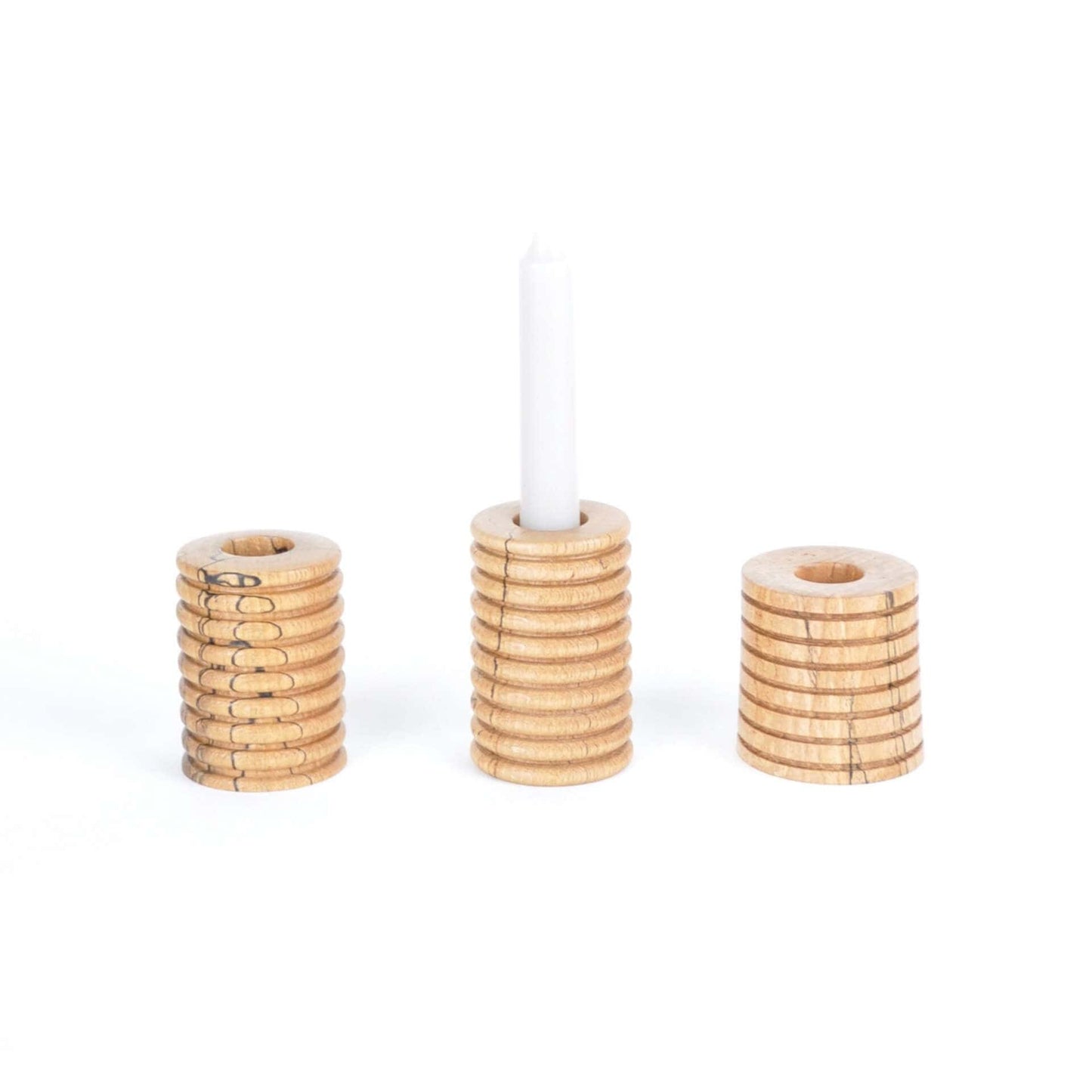 Candle Holder Ribbed Wooden Candle Holders - Spalted Beech homeware shops bristol gift shops bristol Something From The Turnery