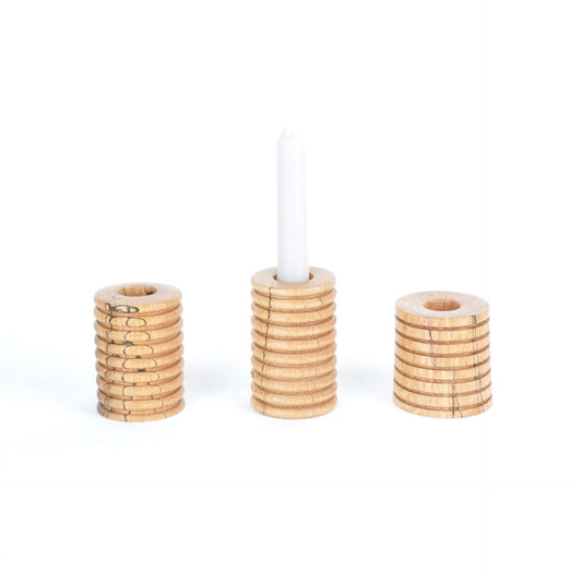 Candle Holder Ribbed Wooden Candle Holders - Spalted Beech homeware shops bristol gift shops bristol Something From The Turnery