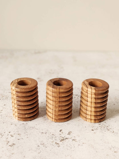 Candle Holder Ribbed Wooden Candle Holders - Olive Wood homeware shops bristol gift shops bristol Something From The Turnery
