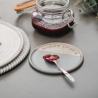 Ceramics Satin Grey Mucky Spoon Rest (4 colour options) homeware shops bristol gift shops bristol The Village Pottery