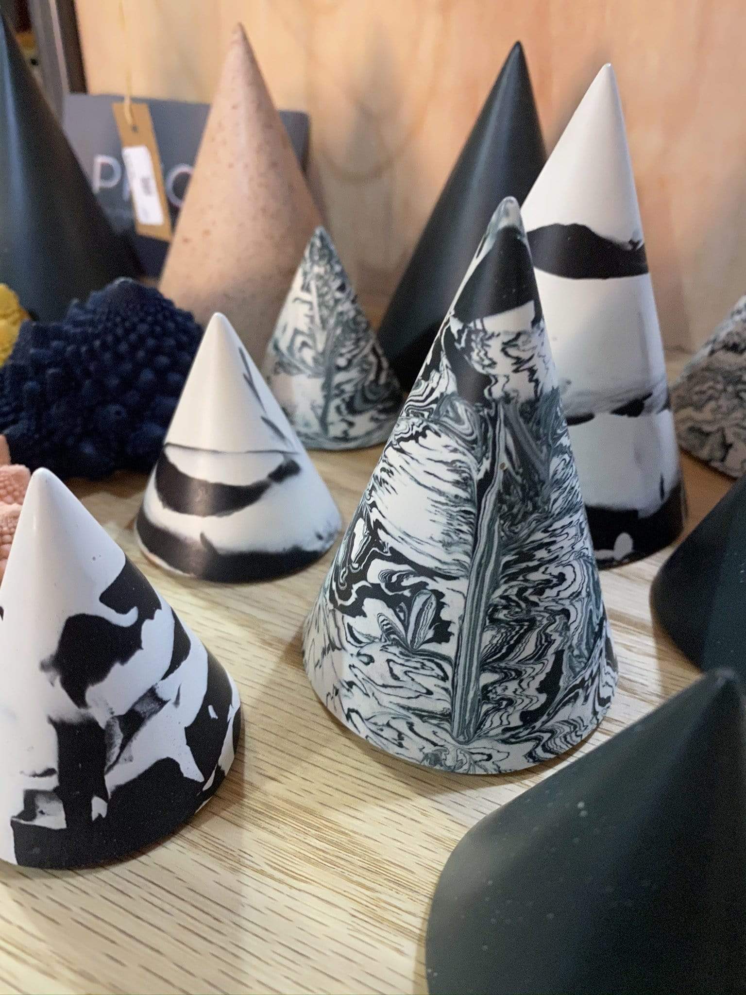 Cones Jesmonite Cones  (various sizes and patterns) homeware shops bristol gift shops bristol Tip Studio