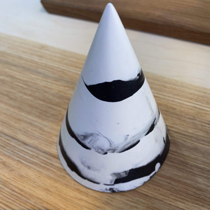 Cones Large - Black/White Jesmonite Cones  (various sizes and patterns) homeware shops bristol gift shops bristol Tip Studio