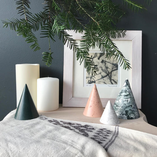Cones Large cone - White and Terracotta Jesmonite Cones  (various sizes and patterns) homeware shops bristol gift shops bristol Tip Studio